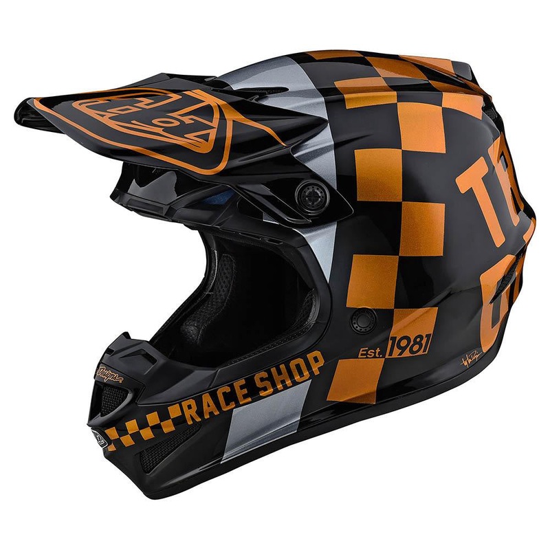 Troy Lee Designs SE4 Poly Checkers MIPS BMX Race Helmet-Black/Gold Large