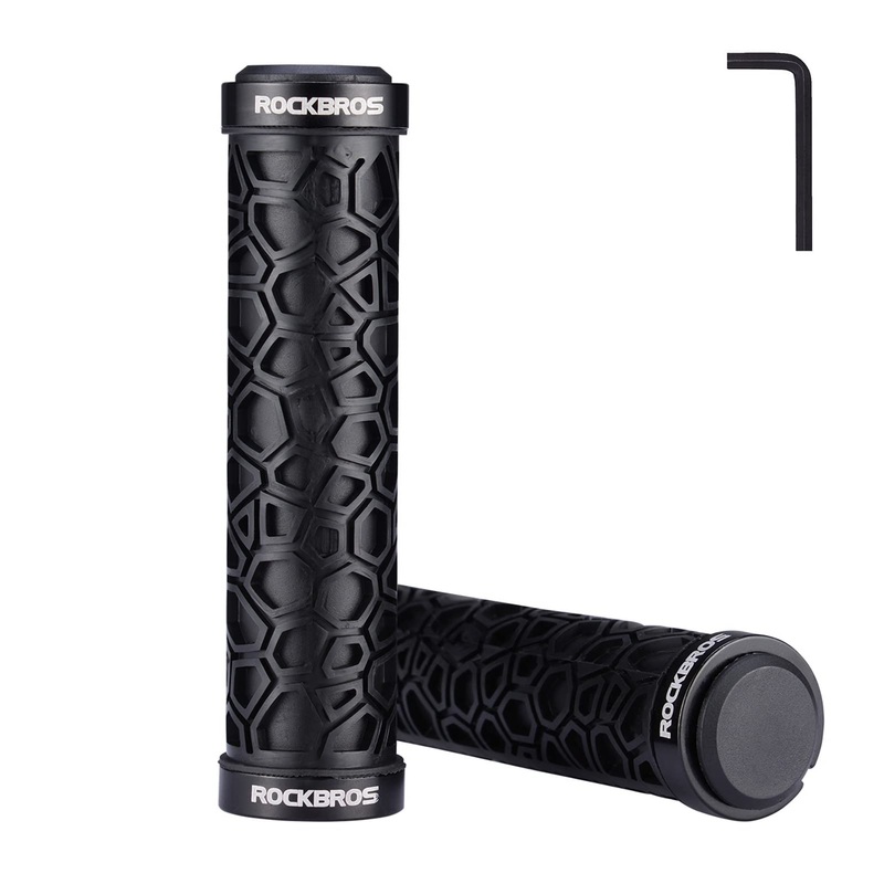 ROCKBROS Bike Handlebar Grips Double Lock-on Non-Slip Grips for MTB, BMX 22.2mm Black