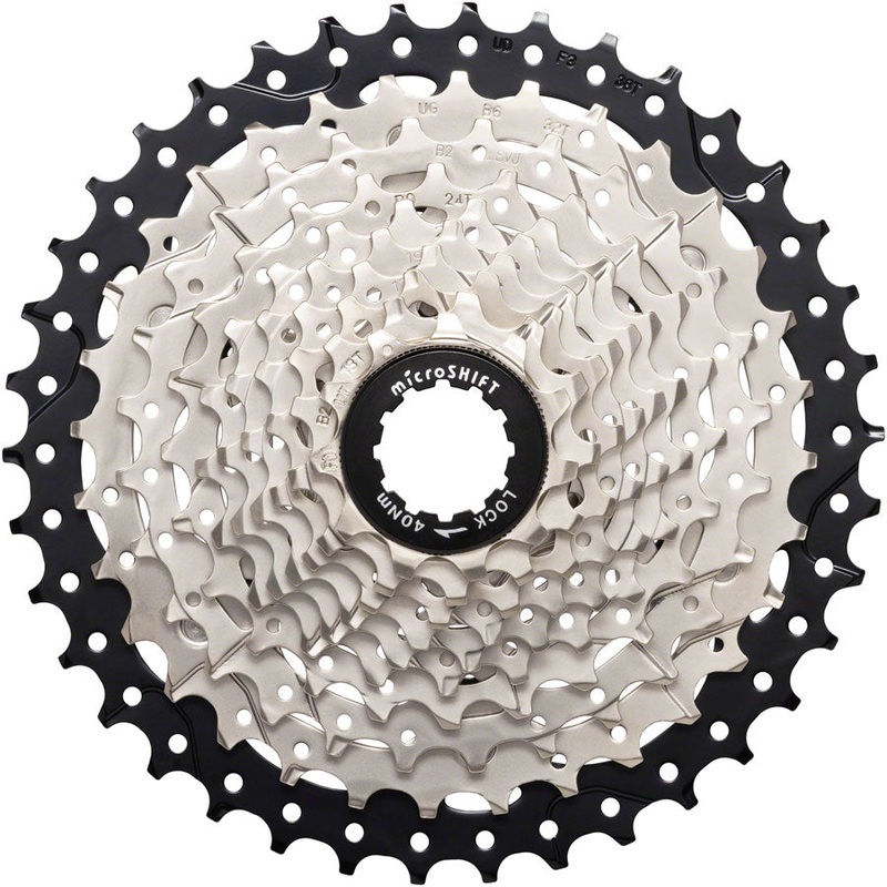 microSHIFT Sword Cassette – 10 Speed, 11-38t, Full Steel Construction, Satin Nickel