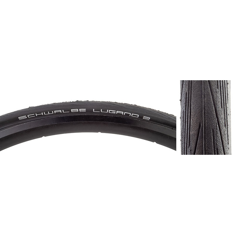 Schwalbe Lugano II Tire – 700 x 23 Clincher Wire Black Active Silica K-Guard