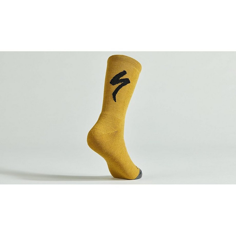 Specialized merino deep winter tall logo sock harvest gold m