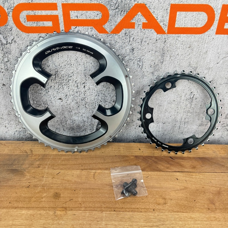Light Use! Shimano Dura Ace fits FC-9000 52/36t 11-Speed Bike Chainring Set 143g